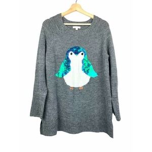 LC Lauren Conrad Womens Sweater Sequin Penguin M